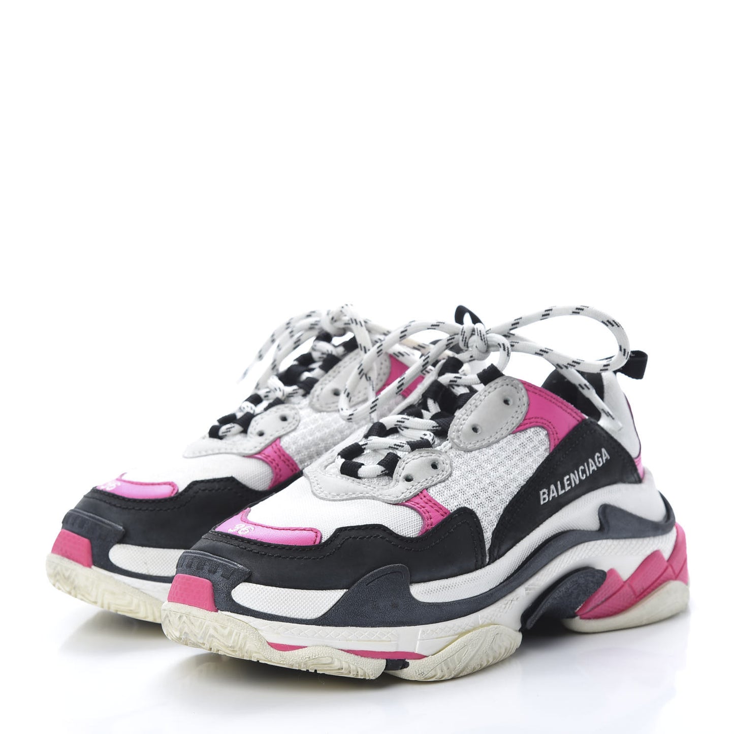 Fabric Mesh Womens Triple S Sneakers 36 Rose Fluo Black White