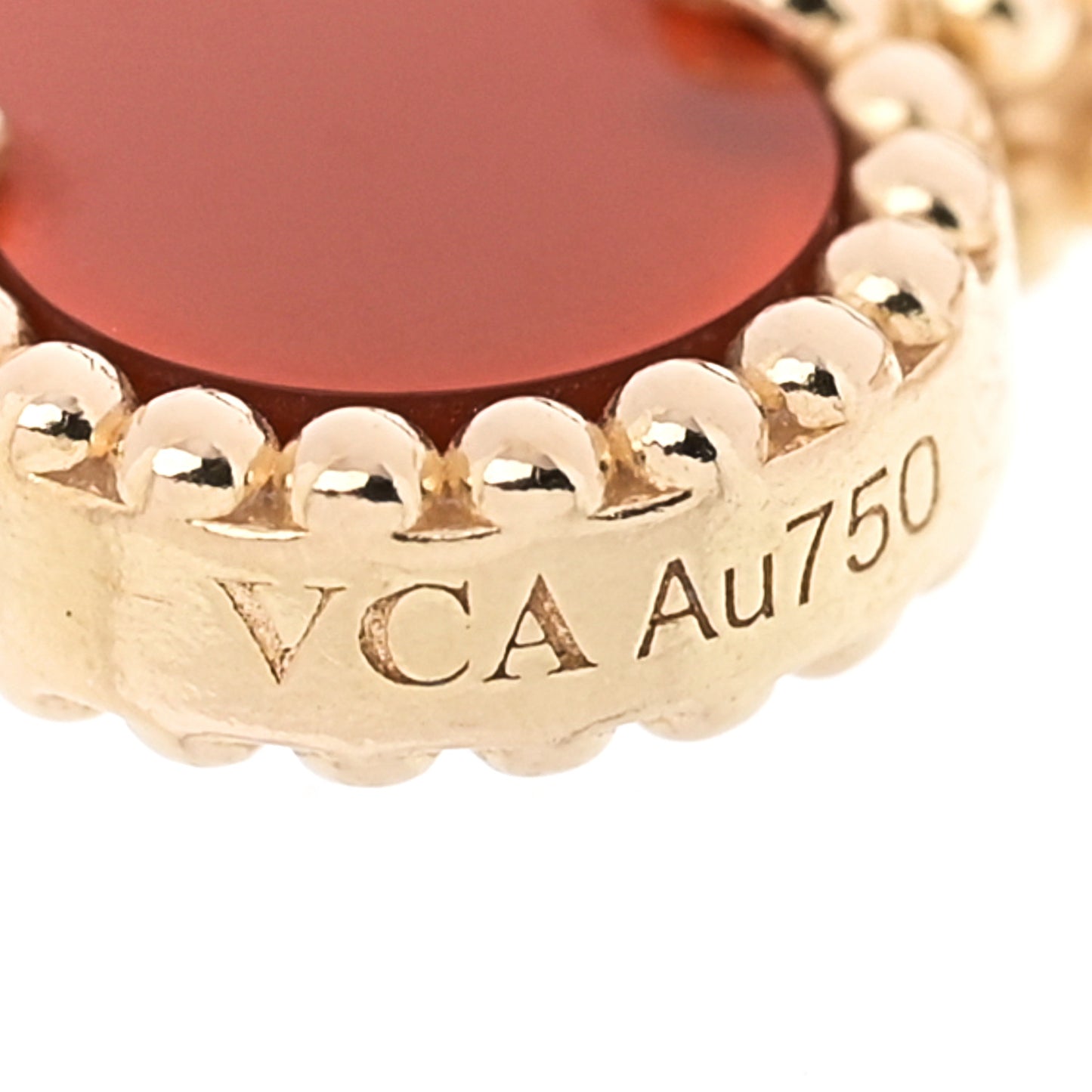 18K Yellow Gold Carnelian 5 Motifs Vintage Alhambra Bracelet