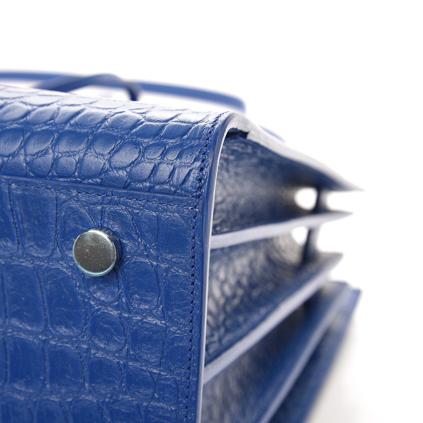 Calfskin Crocodile Embossed Small Sac De Jour Royal Blue