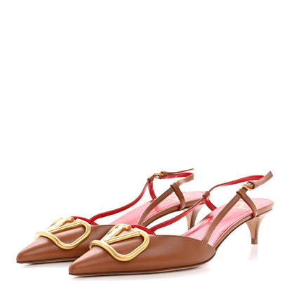 Valentino Garavani Calfskin Vlogo Slingback 40mm Pumps 36.5 Gingerbread 4 of 10