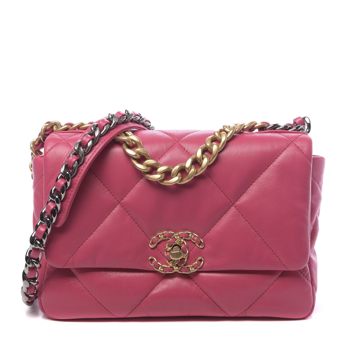 Goatskin Quilted Medium 19 Flap Dark Pink