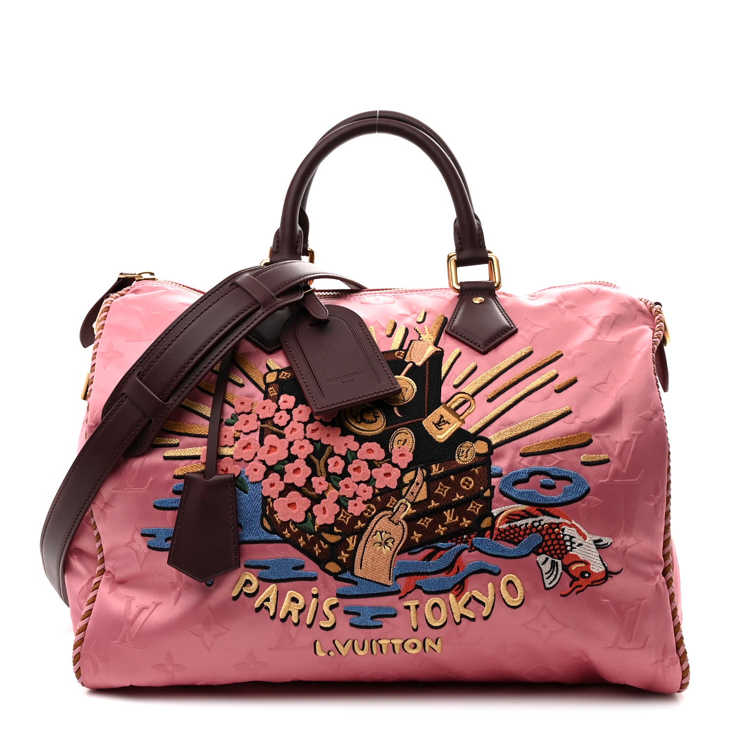 Louis Vuitton Satin Monogram Paris Tokyo Embroidered Speedy P9