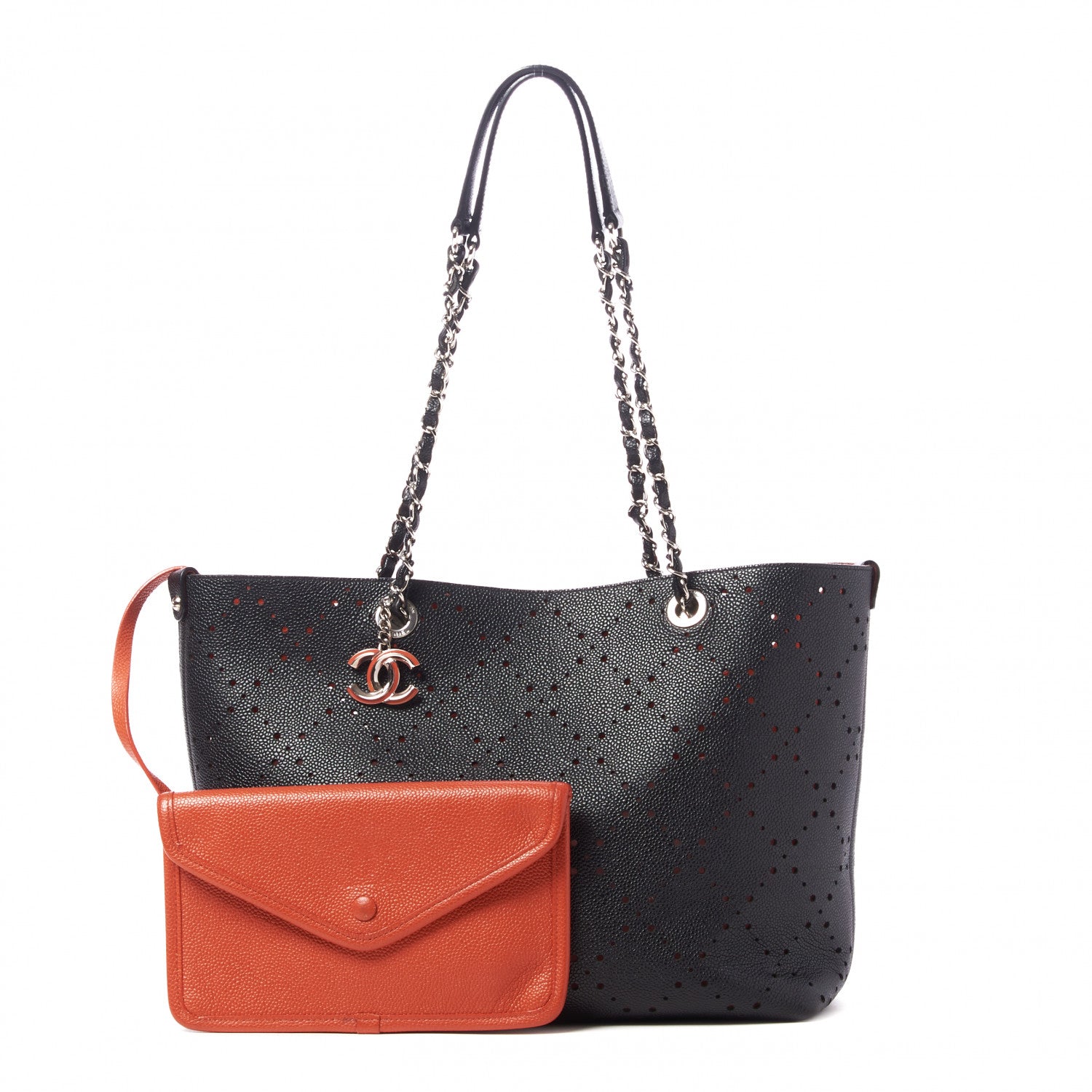 Chanel Perforated Grained Calfskin Small Shopping Tote Black 1 of 11