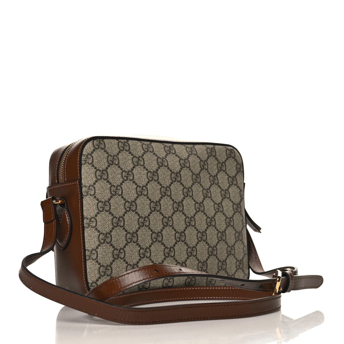 GG Supreme Monogram Small Horsebit 1955 Shoulder Bag Beige Brown Sugar