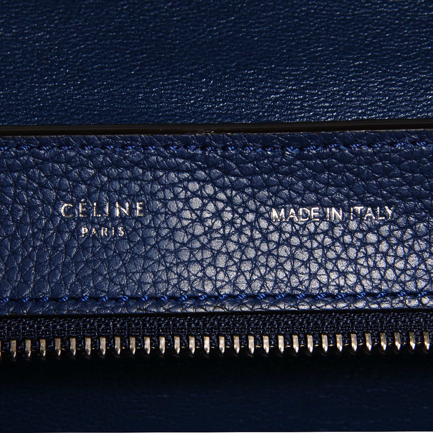 Celine Drummed Calfskin Suede Medium Trapeze Ocean Blue 7 of 11