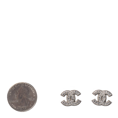 Chanel Crystal Mini CC Earrings Silver 2 of 4