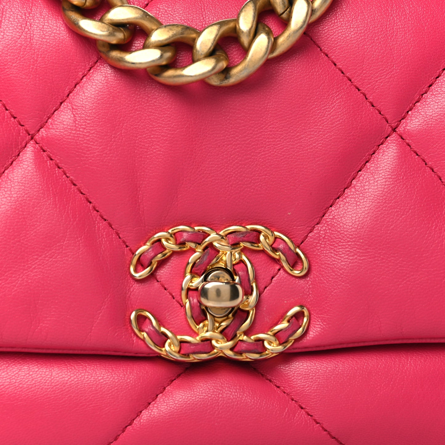 Lambskin Quilted Medium Chanel 19 Flap Dark Pink