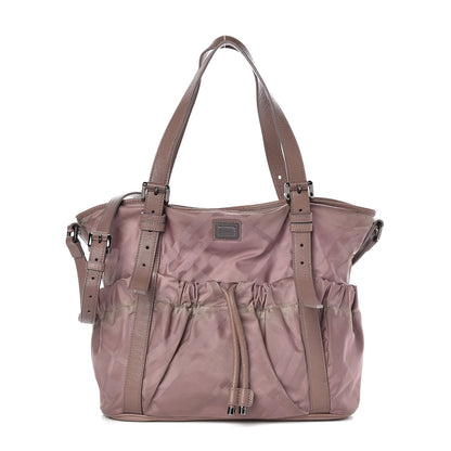 Burberry Nylon Tonal Check Drawstring Tote Light Pink 1 of 12