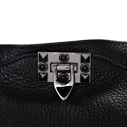 Valentino Garavani Grained Calfskin Onyx Medium Rockstud Rolling Tote Black 13 of 14