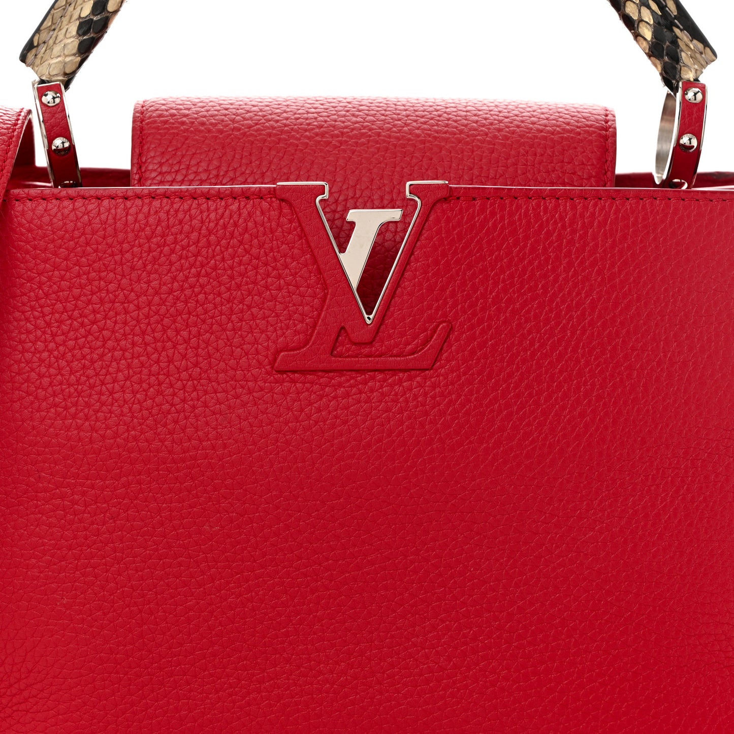 Taurillon Snakeskin Capucines PM Rubis