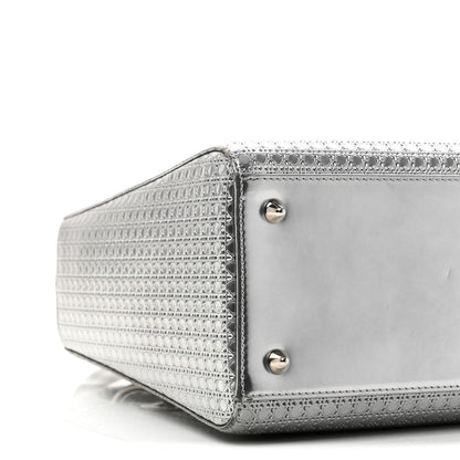 Christian Dior Metallic Patent Micro-Cannage Medium Lady Dior Silver 9 of 10