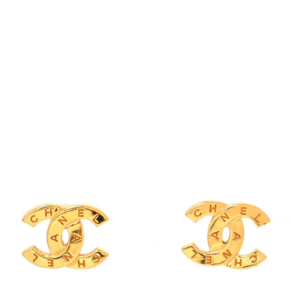 Chanel Metal CC Paris Button Stud Earrings Gold 1 of 4