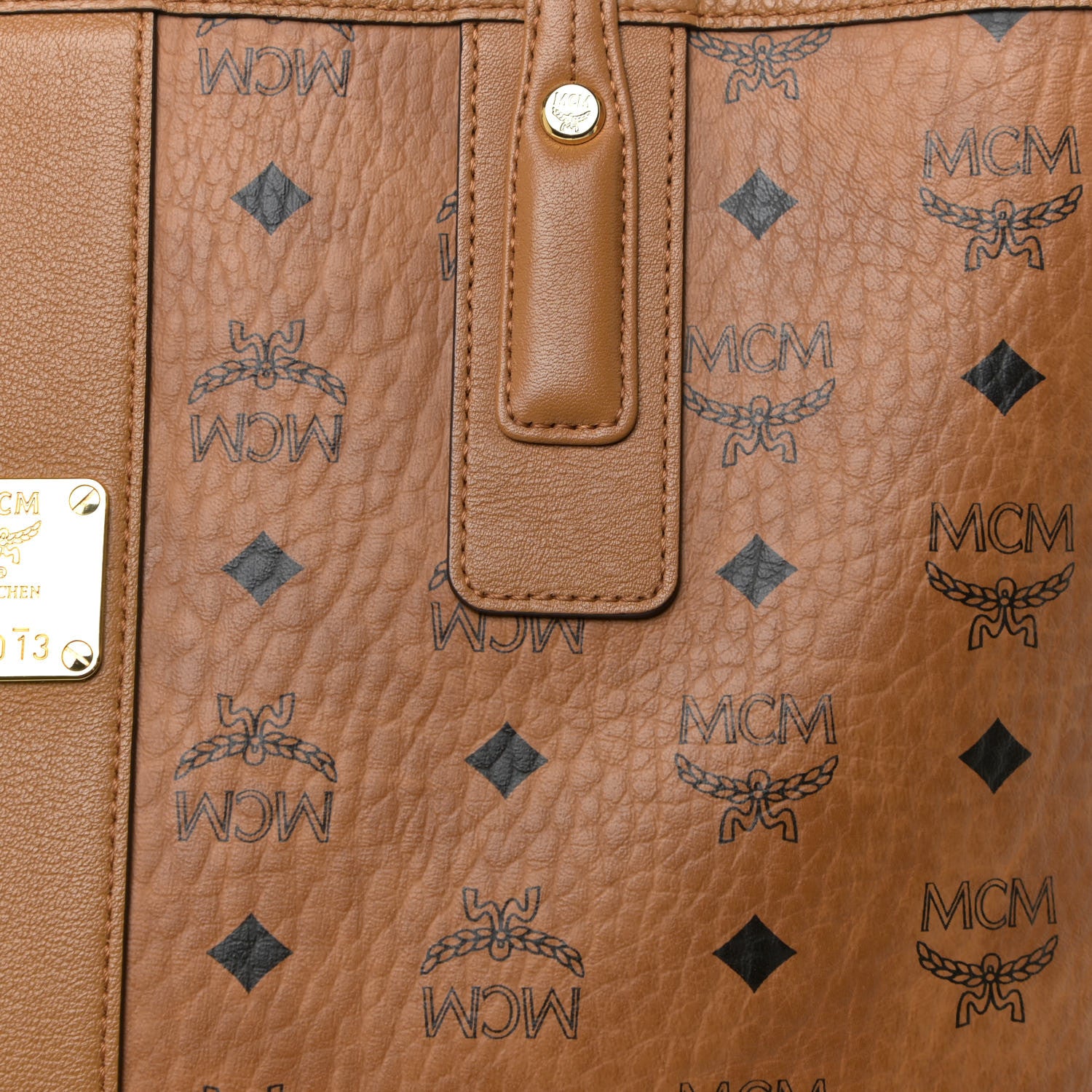 MCM Visetos Medium Liz Reversible Shopper Tote Cognac 10 of 17