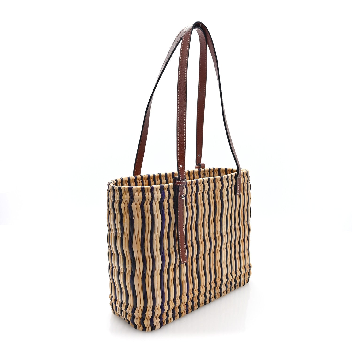 Loewe Raffia Square Small Basket Tote Bag Natural Black Pecan 3 of 10