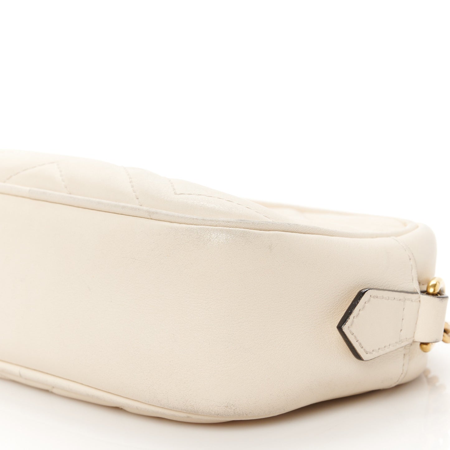 Calfskin Matelasse Mini GG Marmont Chain Shoulder Bag White