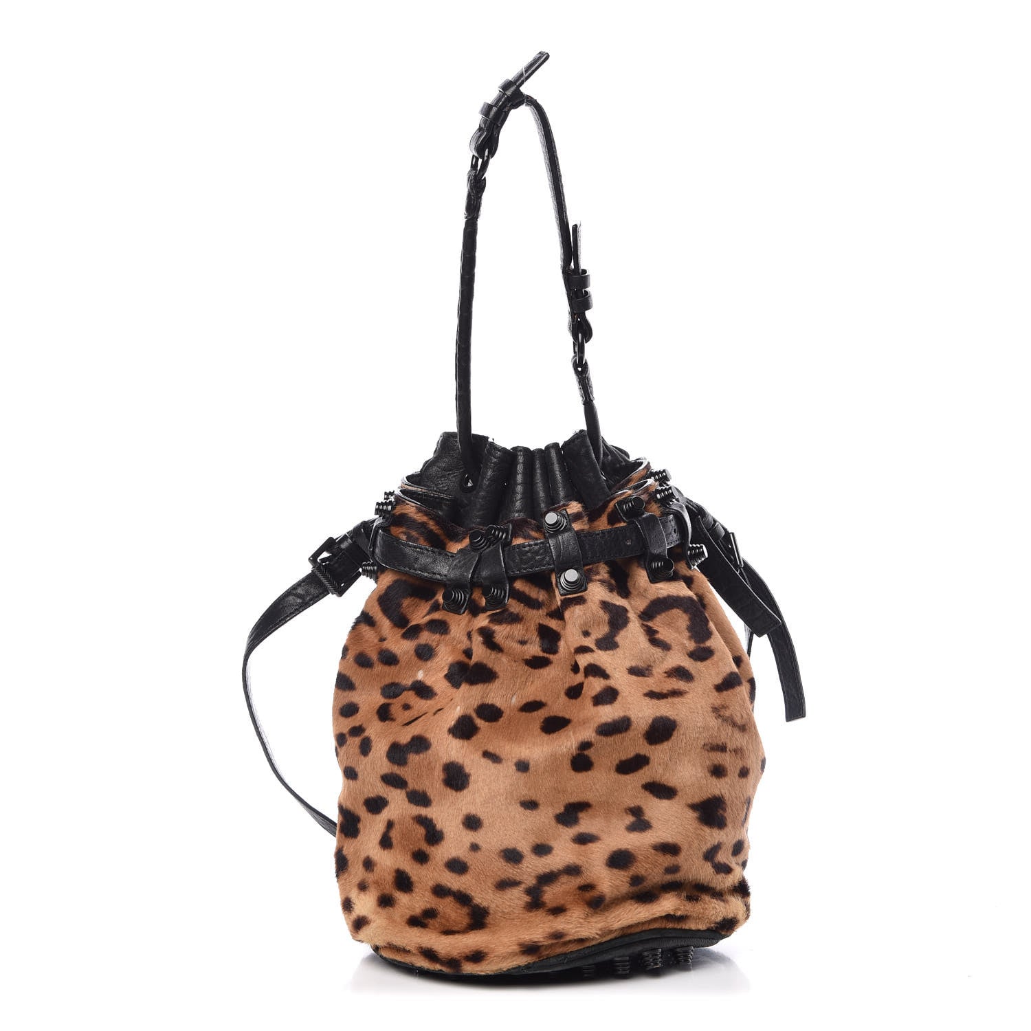 Alexander Wang Pebbled Lambskin Pony Hair Leopard Diego Bucket Bag Black Hardware 1 of 23