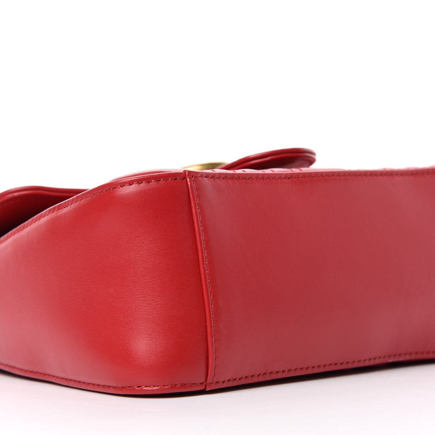 Calfskin Matelasse Mini GG Marmont Top Handle Shoulder Bag Hibiscus Red