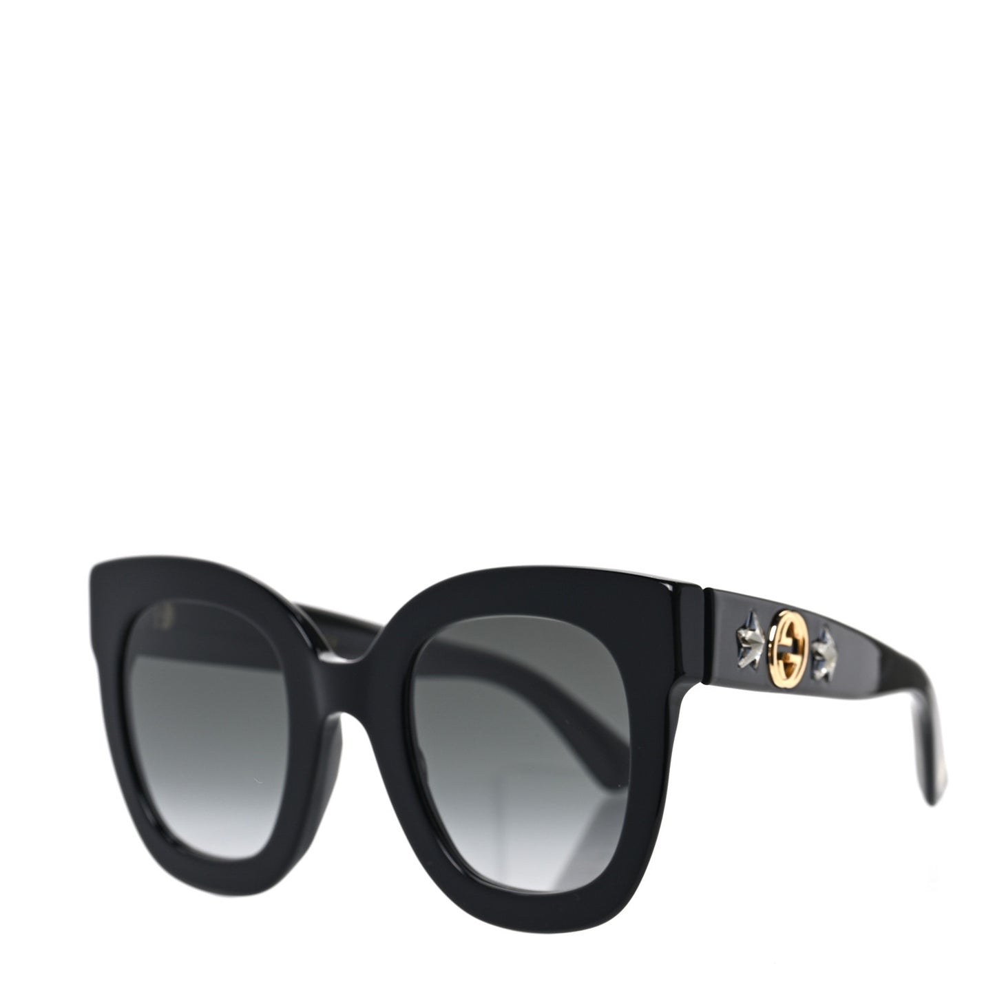 Acetate Crystal Star Round Frame Sunglasses GG0208S Black