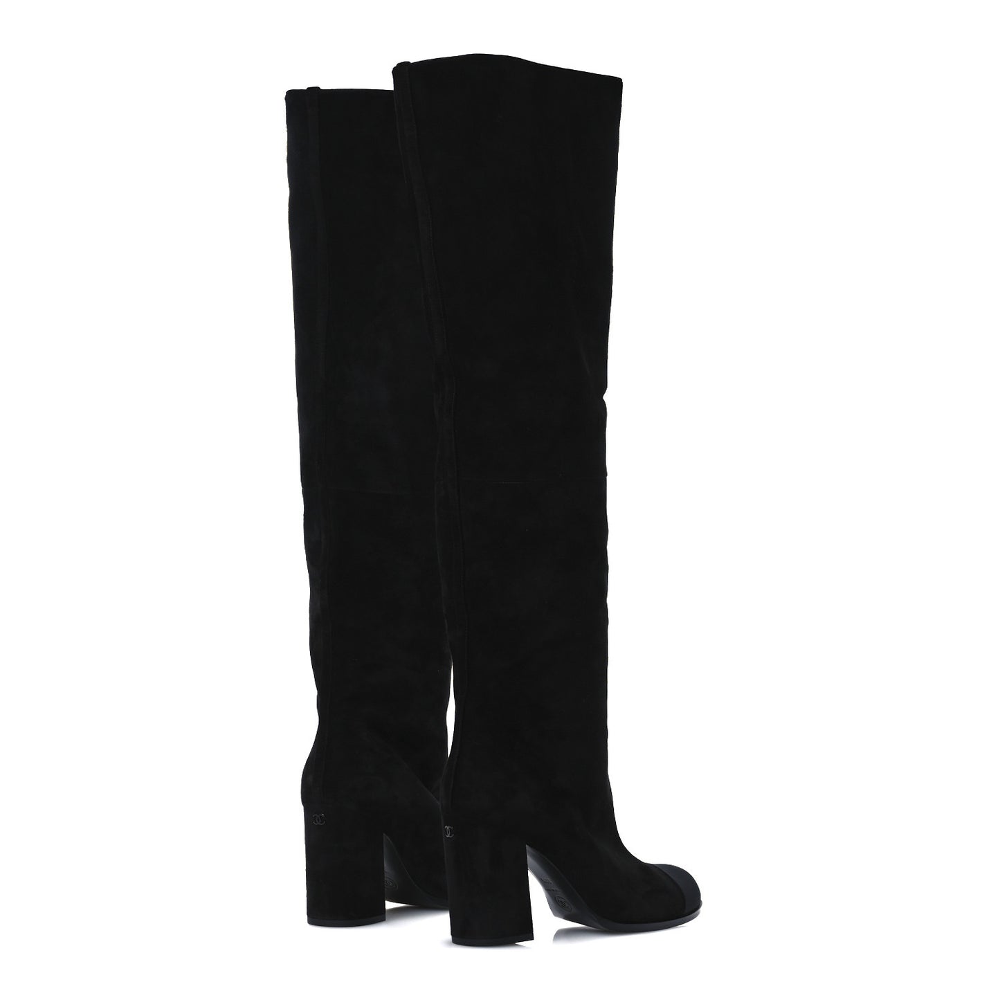 Suede Calfskin Grosgrain High Boots 38.5 Black