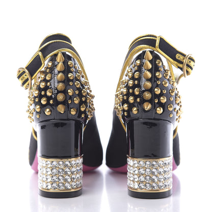 Gucci Satin Embroidered Dragon Caspar Pumps 36 Black 5 of 9