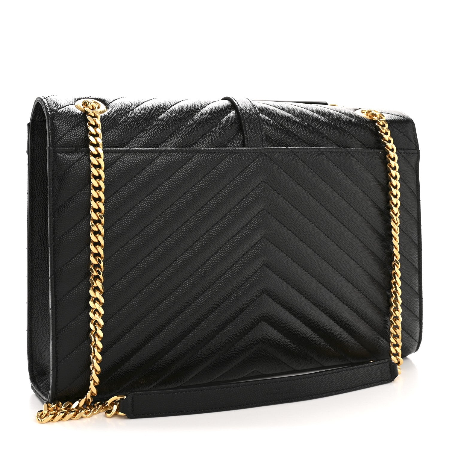 Saint Laurent Grain De Poudre Matelasse Chevron Large Monogram Satchel Black 3 of 11