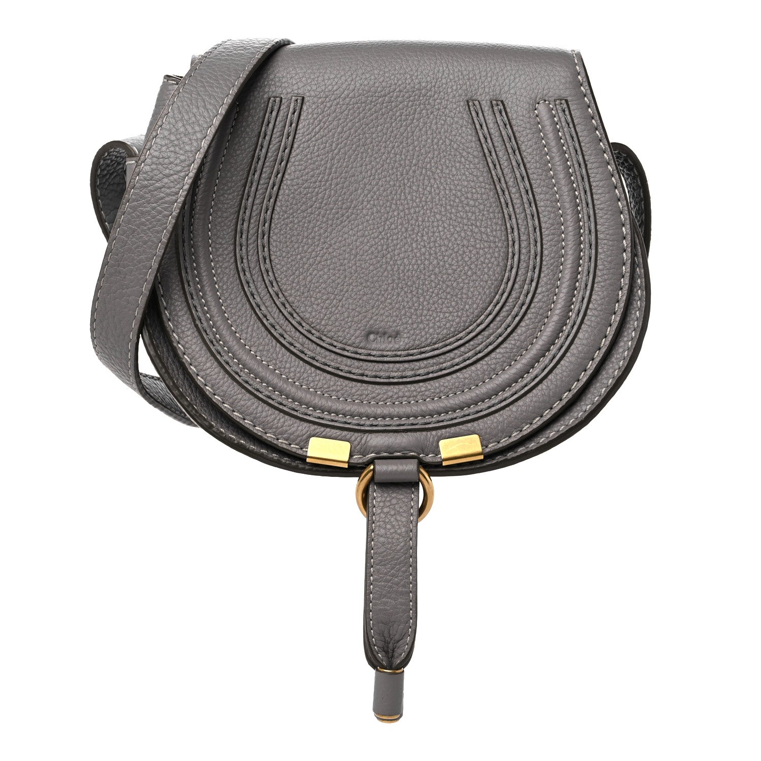Chloe Calfskin Mini Marcie Round Crossbody Bag Cashmere Grey 1 of 9