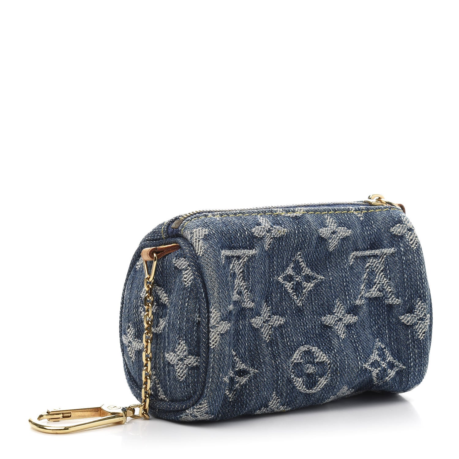 Louis Vuitton Monogram Denim Pochette Speedy PM Key Holder Blue 2 of 9