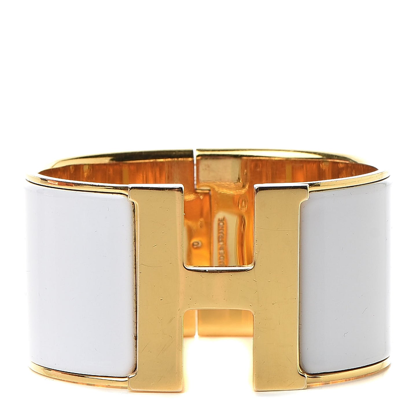 Enamel Extra Wide Clic Clac H Bracelet PM White