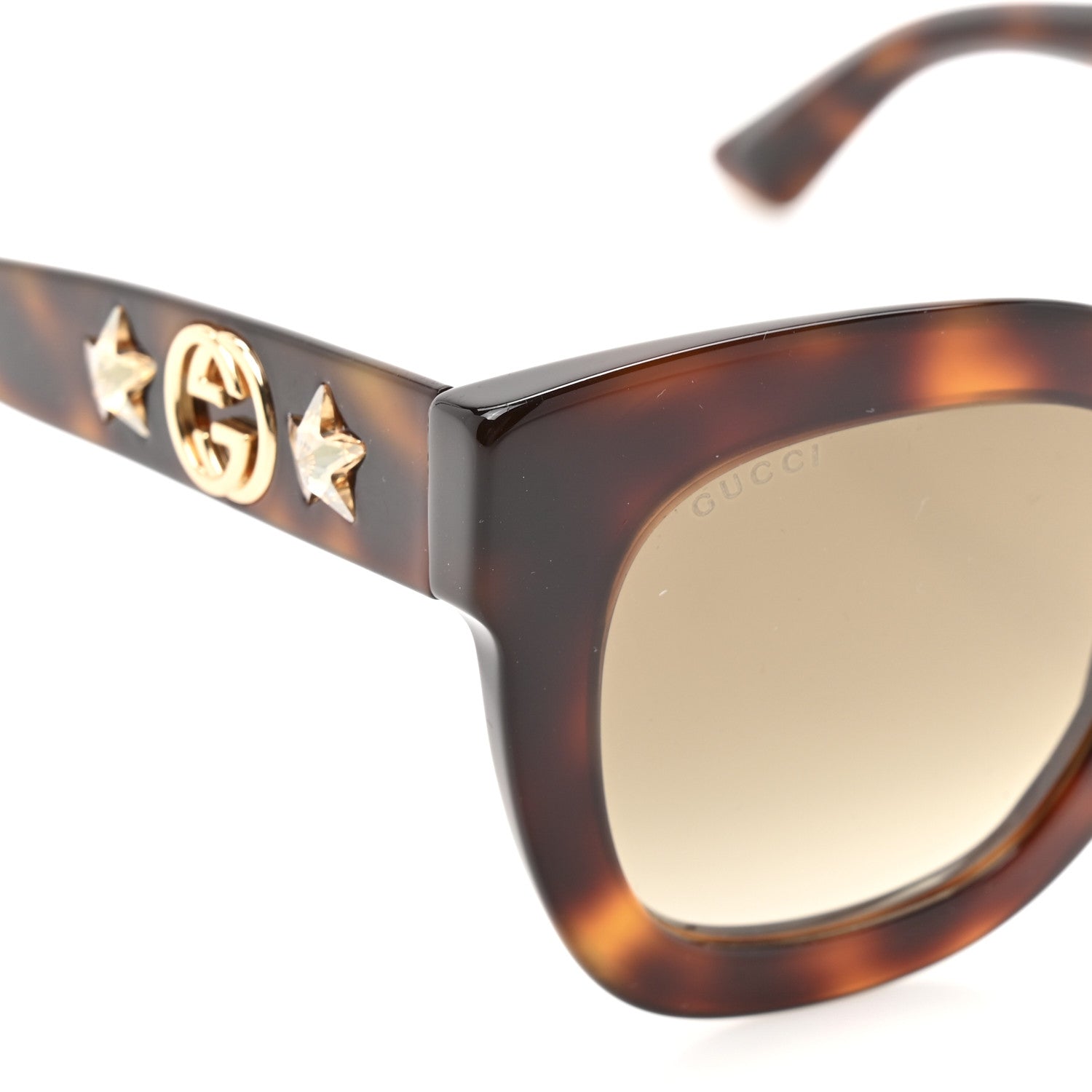 Gucci Round Frame Star Sunglasses GG0208S Tortoise 7 of 9