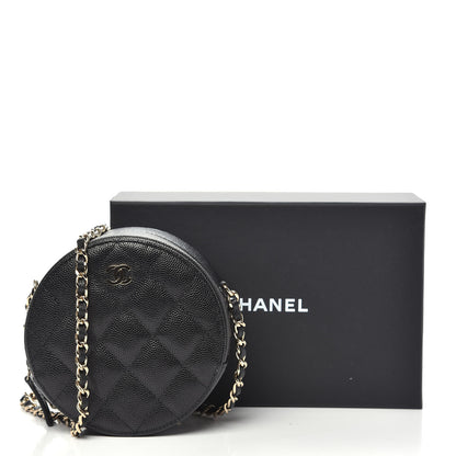 Chanel Caviar Quilted Round Clutch With Chain Black 10 of 10