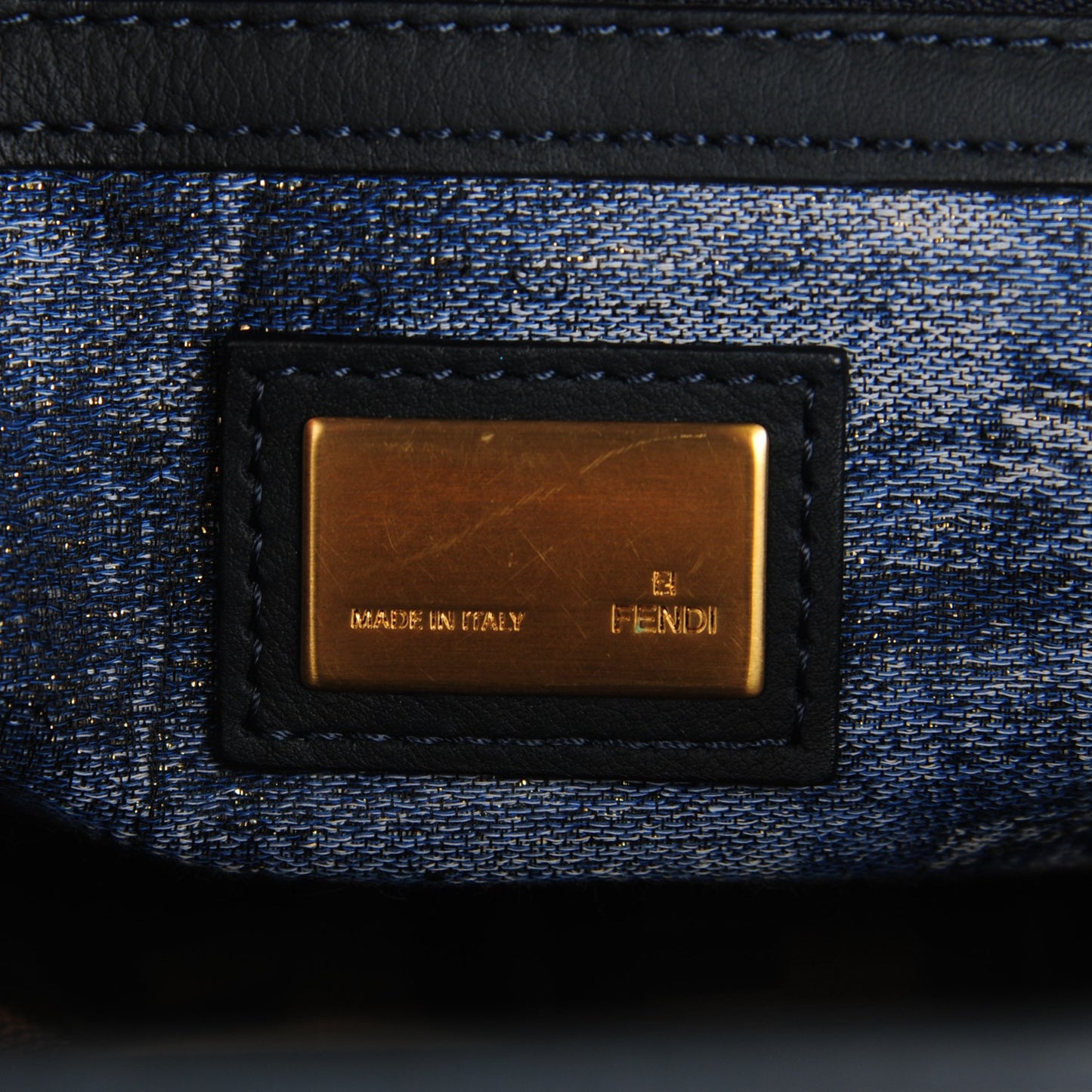 Calfskin Denim Zucca Large Peekaboo Iconic Satchel Navy