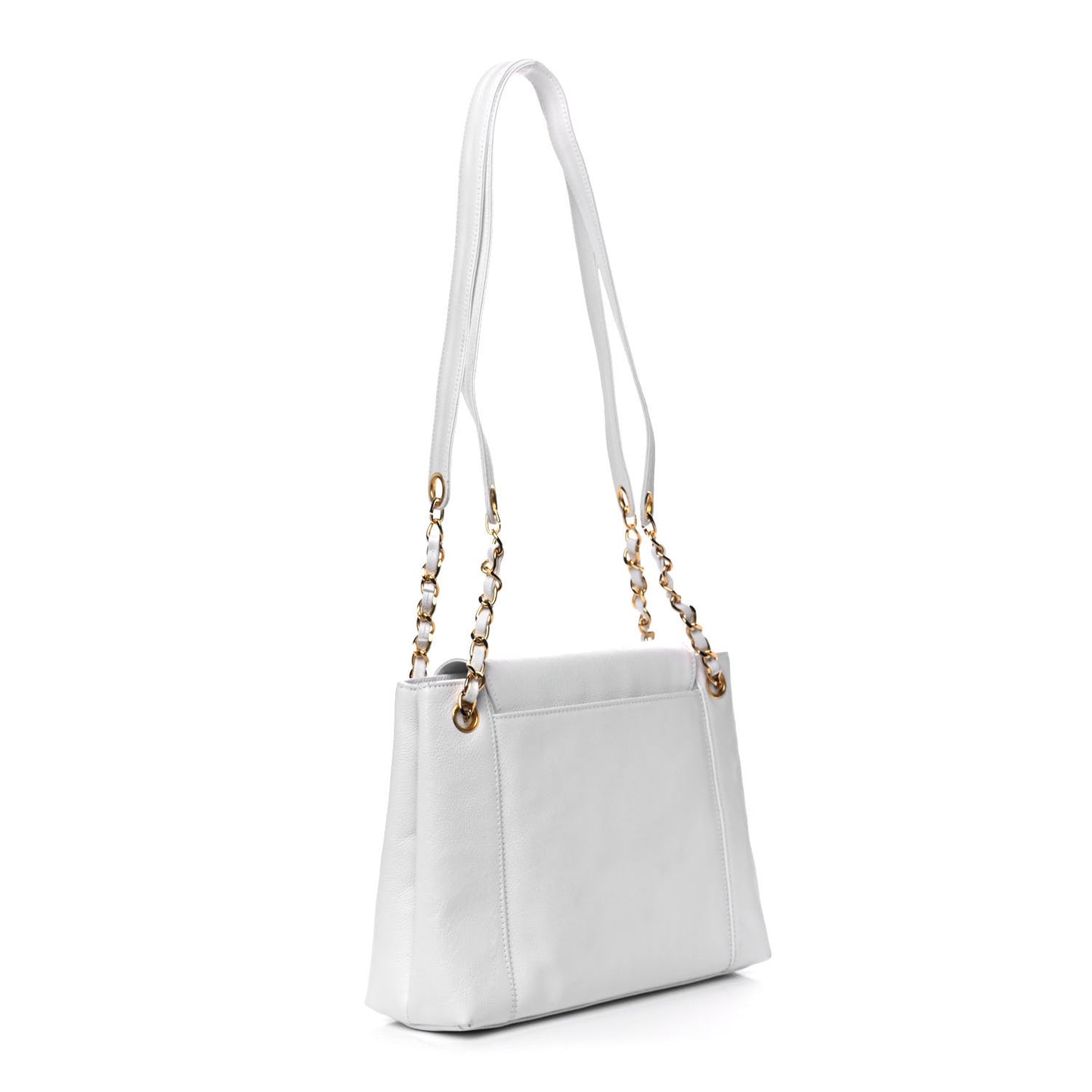 Caviar Flap Shoulder Bag White