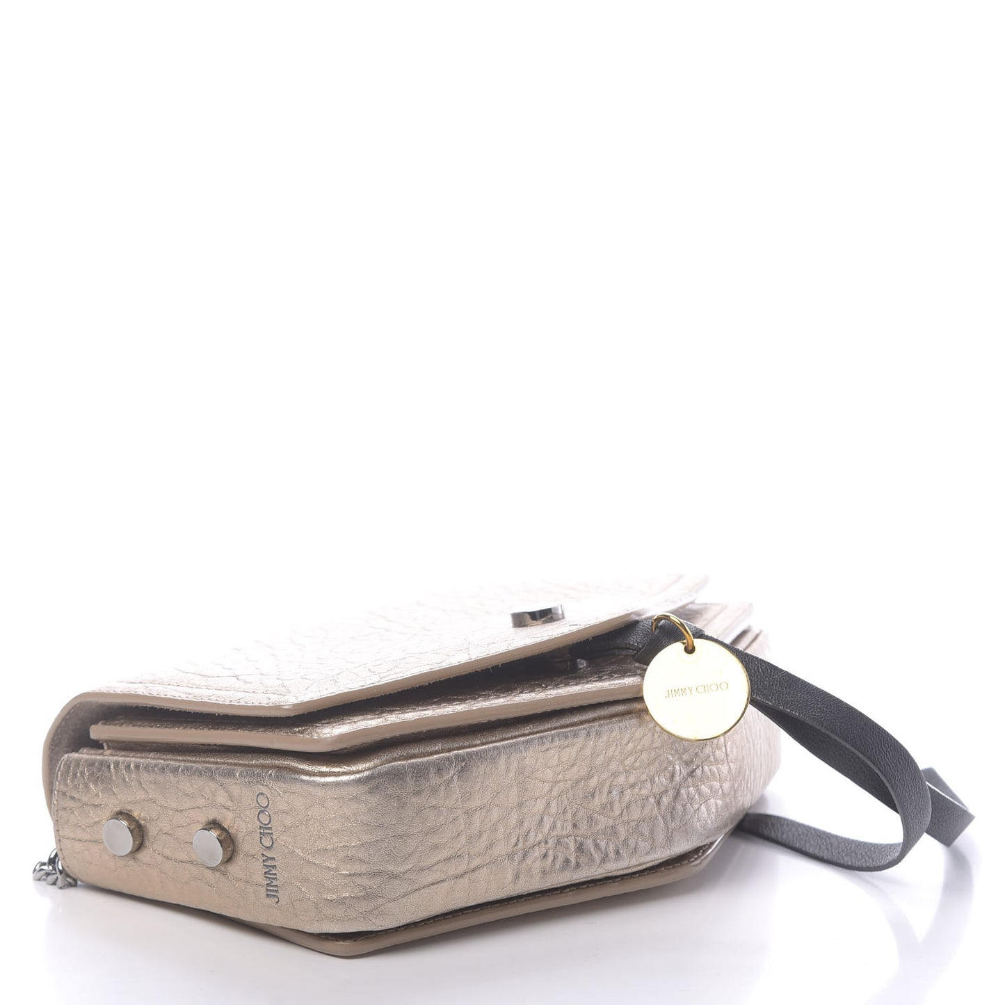 Metallic Grained Calfskin Arrow Crossbody Bag Light Gold