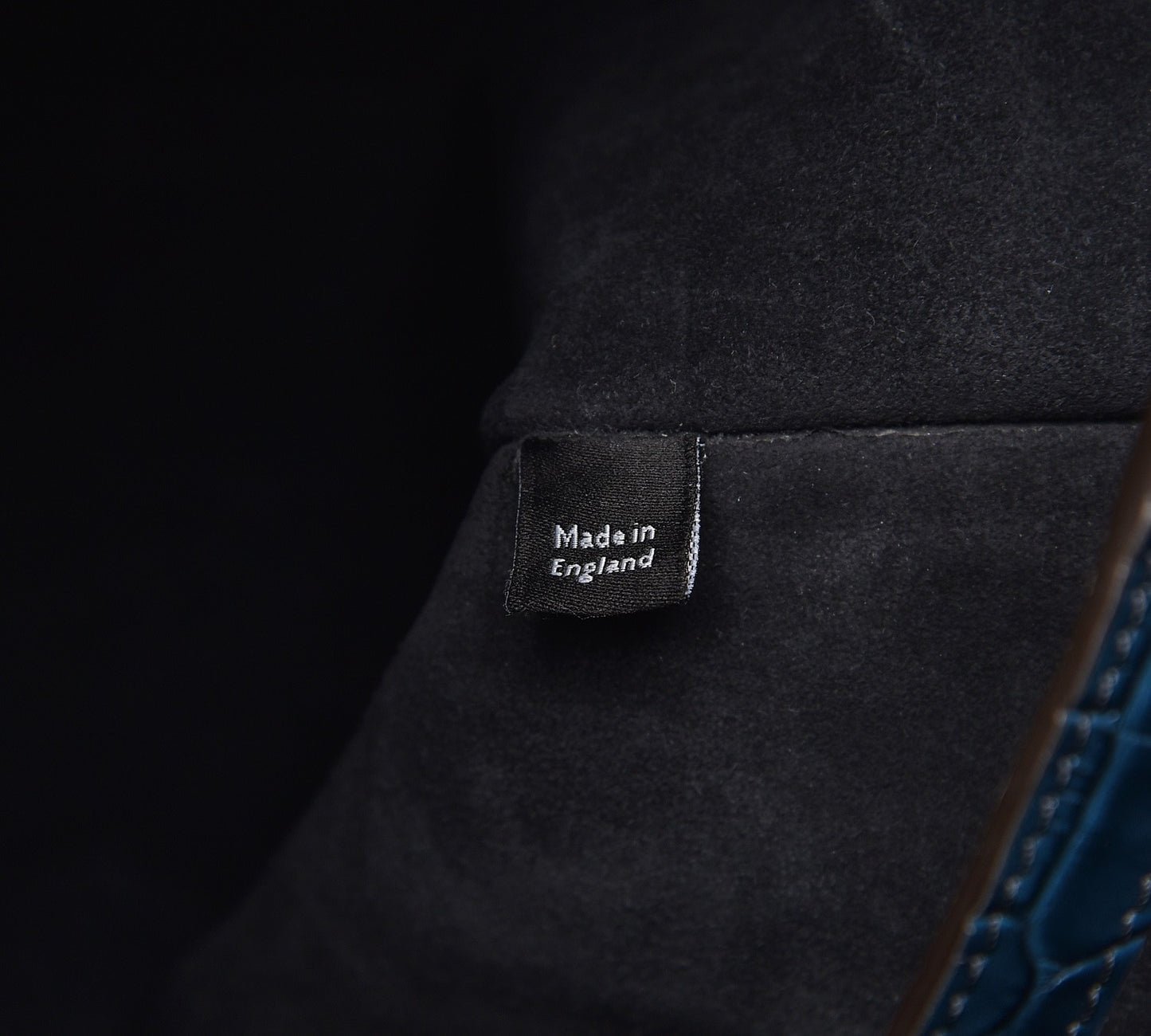 Calfskin Crocodile Embossed Tyndale Bucket Bag Navy