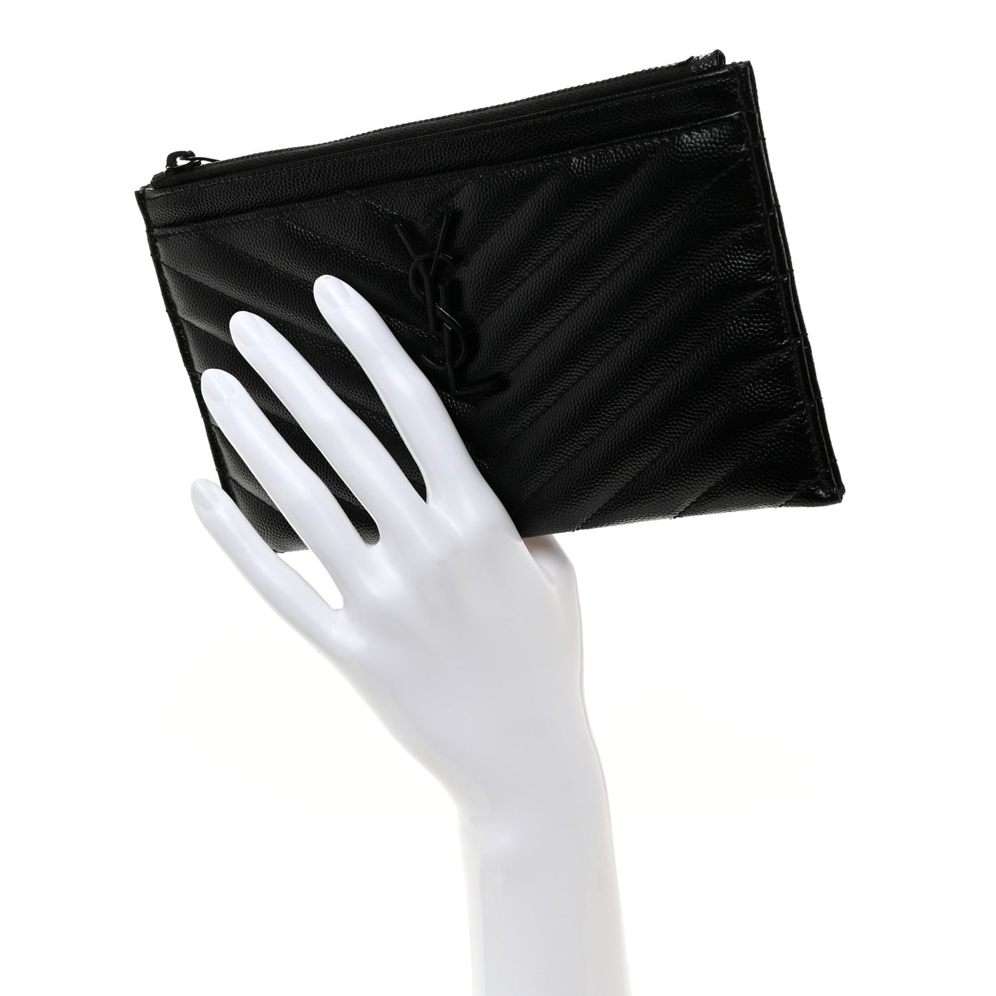 Grain De Poudre Chevron Monogram Bill Pouch Black