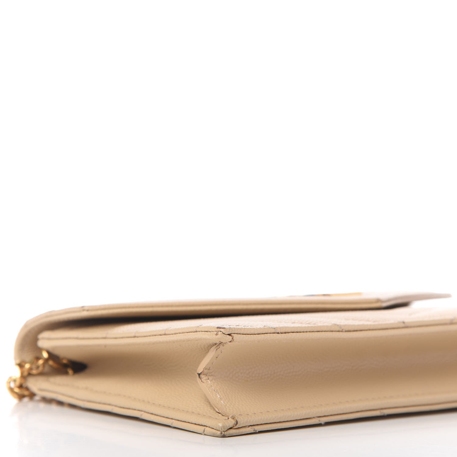 Saint Laurent Grain De Poudre Matelasse Chevron Monogram Envelope Chain Wallet Nude Powder 6 of 10
