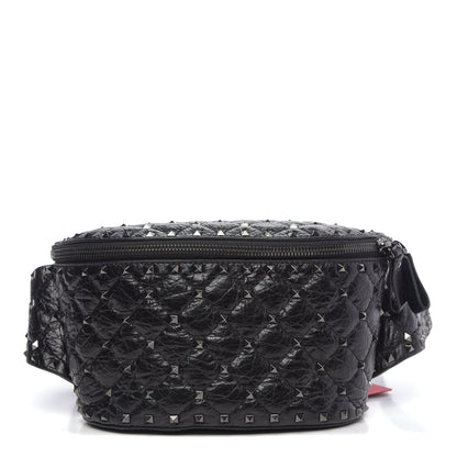 Valentino Garavani Craquele Nappa Rockstud Spike Belt Bag 85 Black 1 of 10