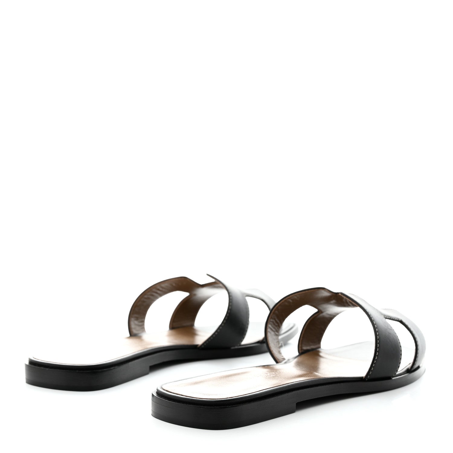 Hermes Box Calfskin Oran Sandals 39.5 Black 4 of 9