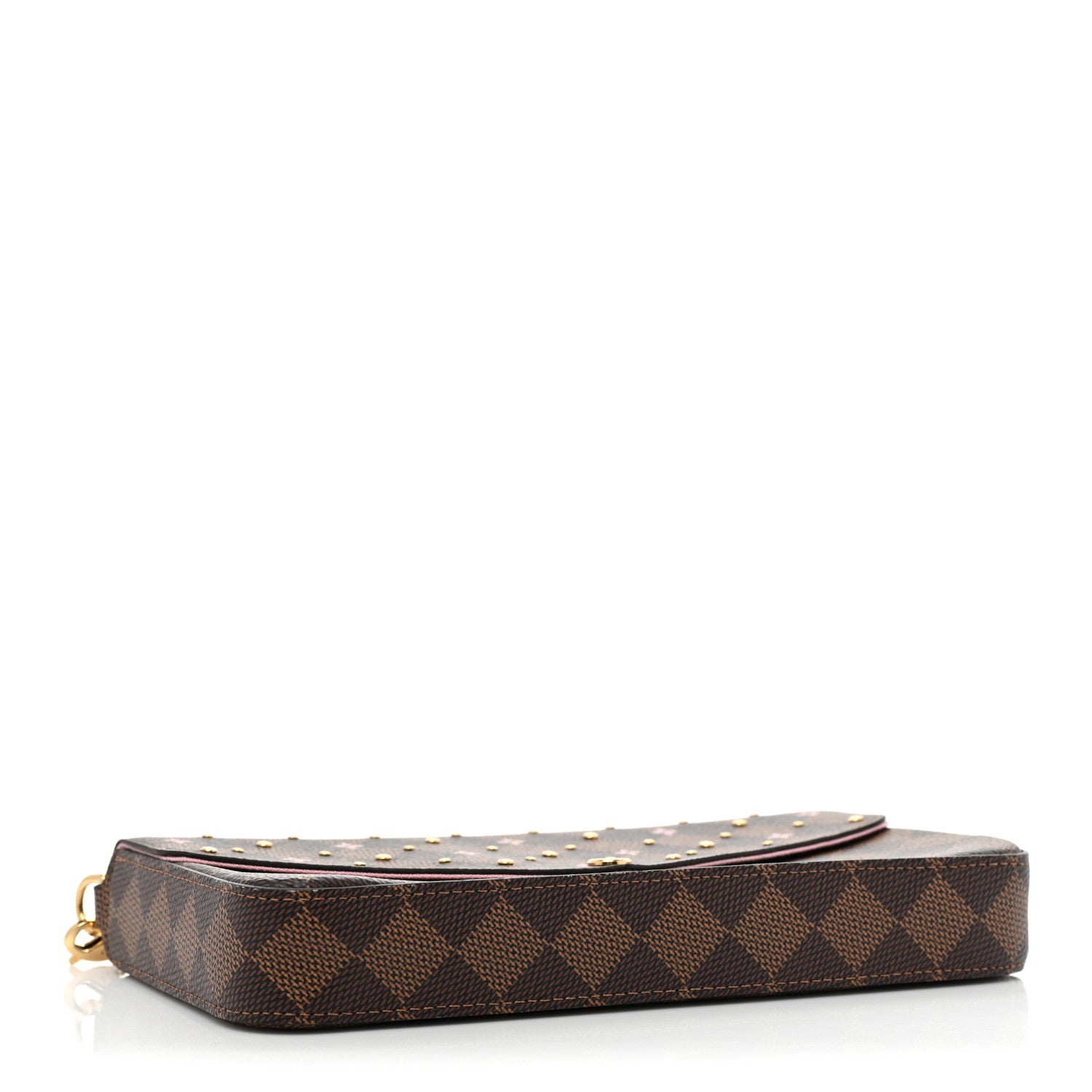 Louis Vuitton Damier Ebene Studded Pochette Felicie Chain Wallet 5 of 11