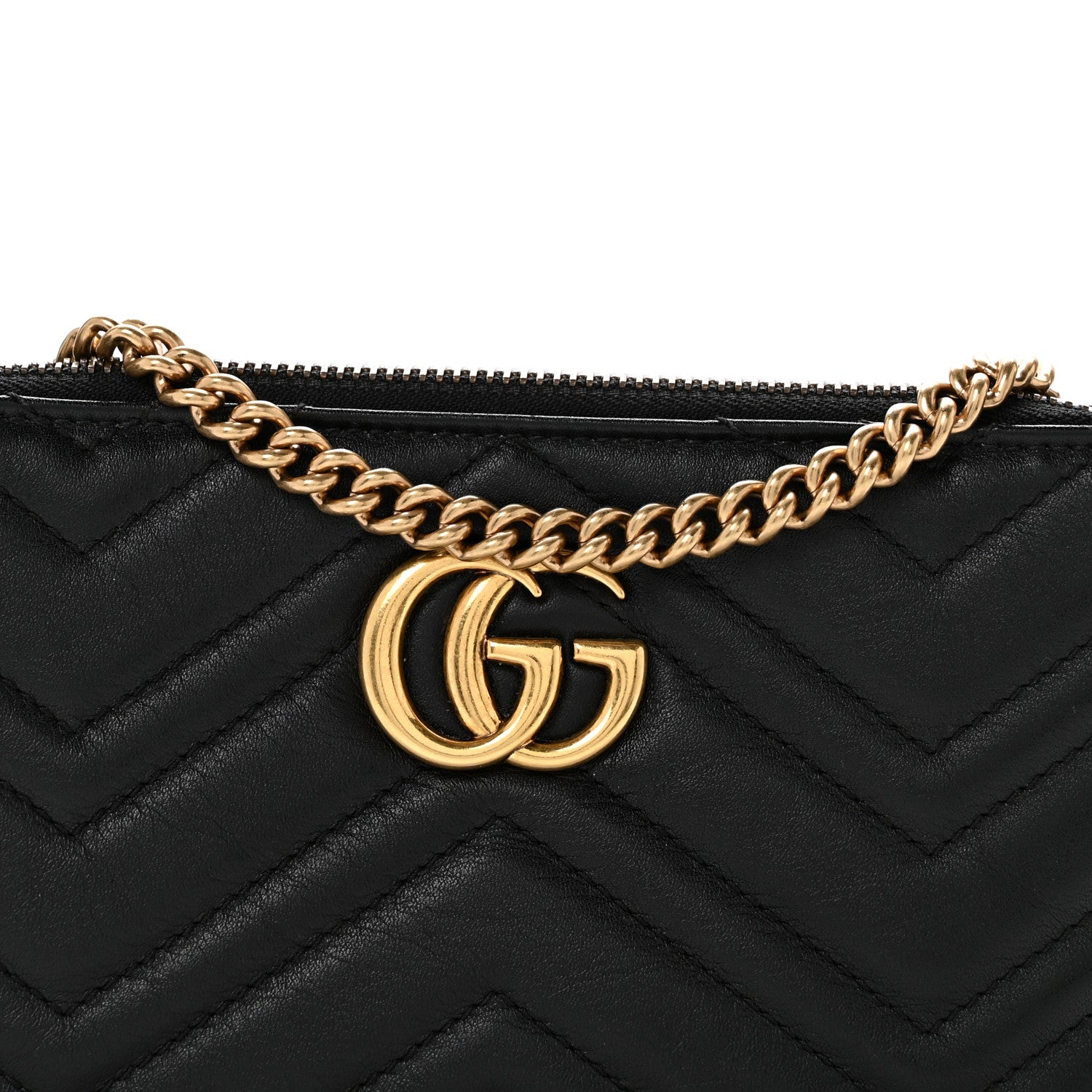Gucci Calfskin Matelasse Mini GG Marmont Chain Bag Black 8 of 13