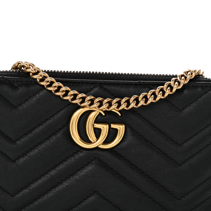 Gucci Calfskin Matelasse Mini GG Marmont Chain Bag Black 8 of 13