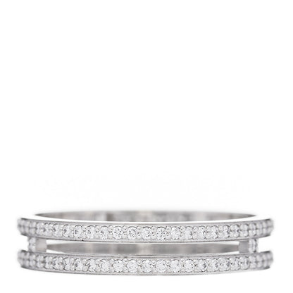 Hermes 18K White Gold Diamond Ariane Wedding Band Ring 50 5.25 1 of 5