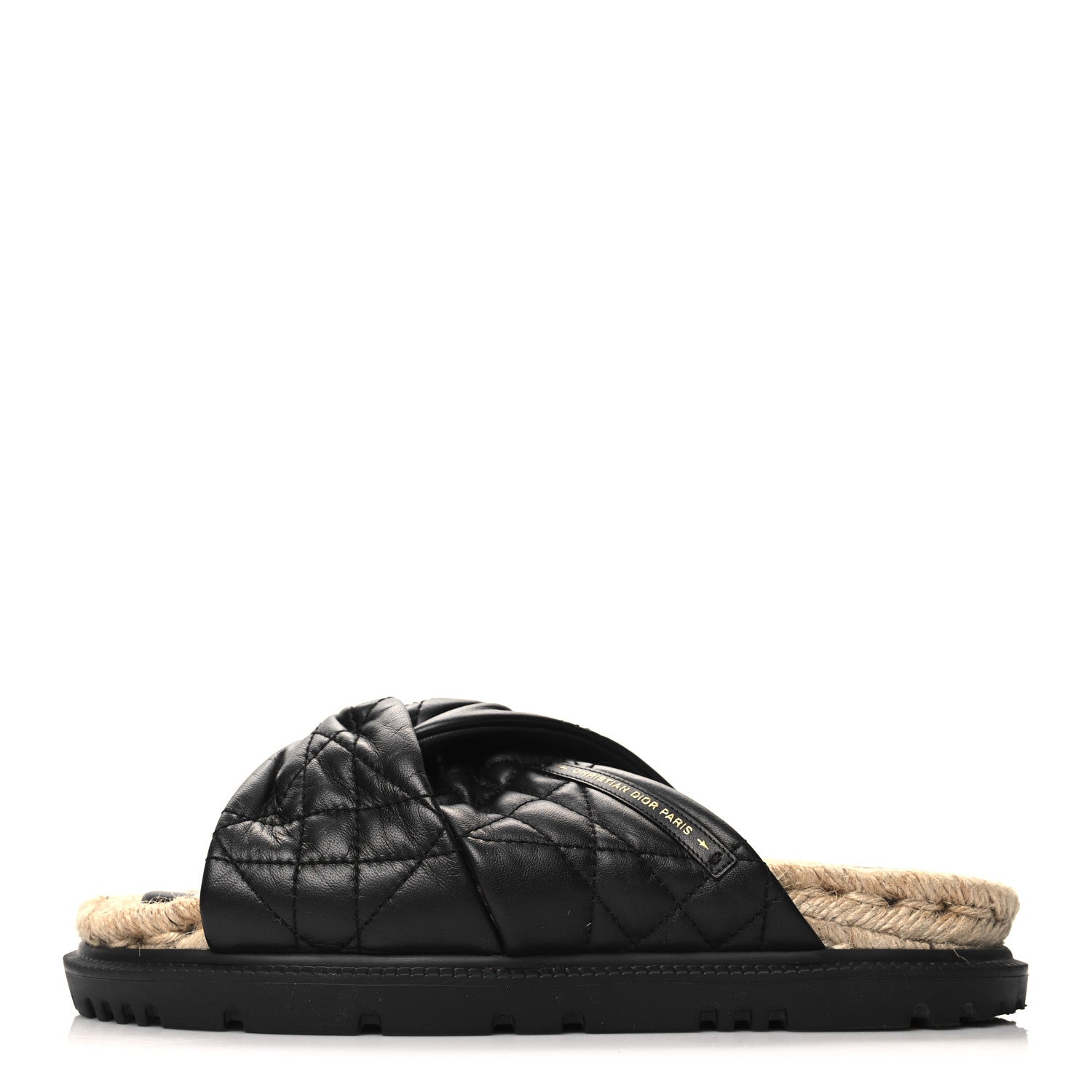 Christian Dior Calfskin Cannage Dtwist Espadrille Platform Sandals 38 Black 1 of 7