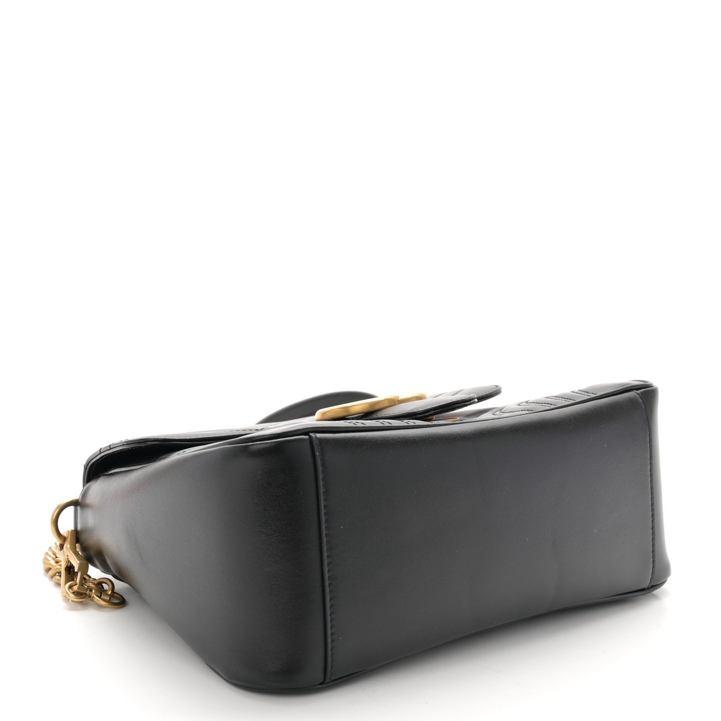 Calfskin Matelasse Small GG Marmont Top Handle Shoulder Bag Black