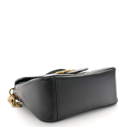 Gucci Calfskin Matelasse Small GG Marmont Top Handle Shoulder Bag Black 4 of 11
