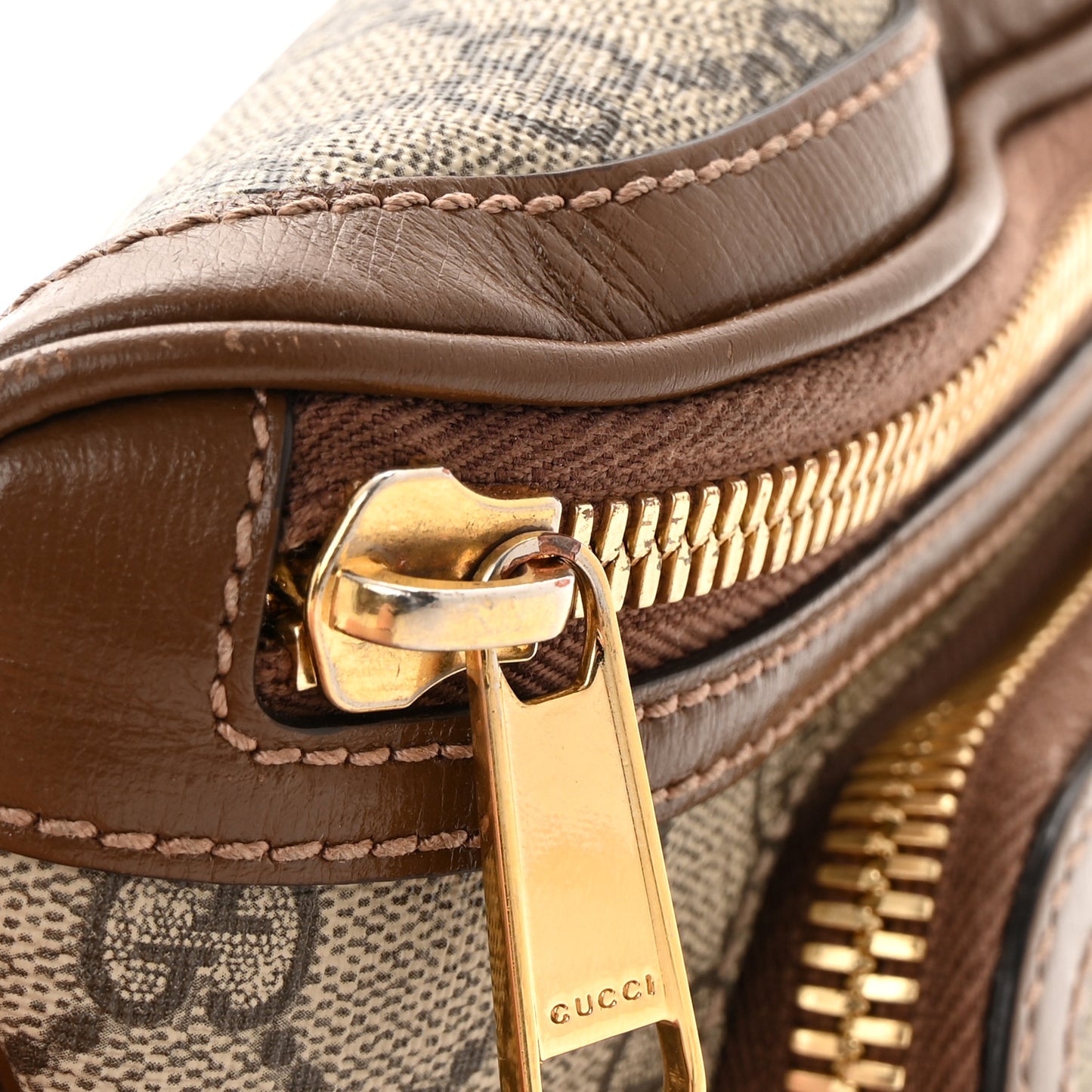 GG Supreme Monogram Textured Calfskin Retro Interlocking G Belt Bag Beige Ebony Brown Sugar