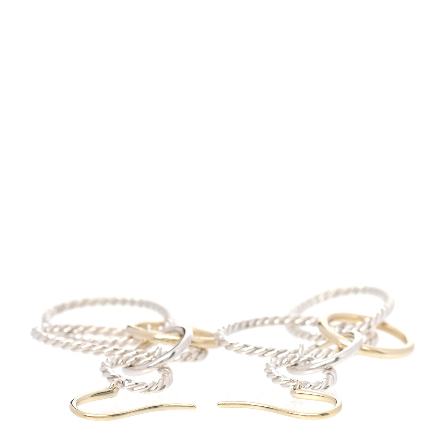 David Yurman Sterling Silver 18K Yellow Gold Mobile Oval Drop Earrings 4 of 4