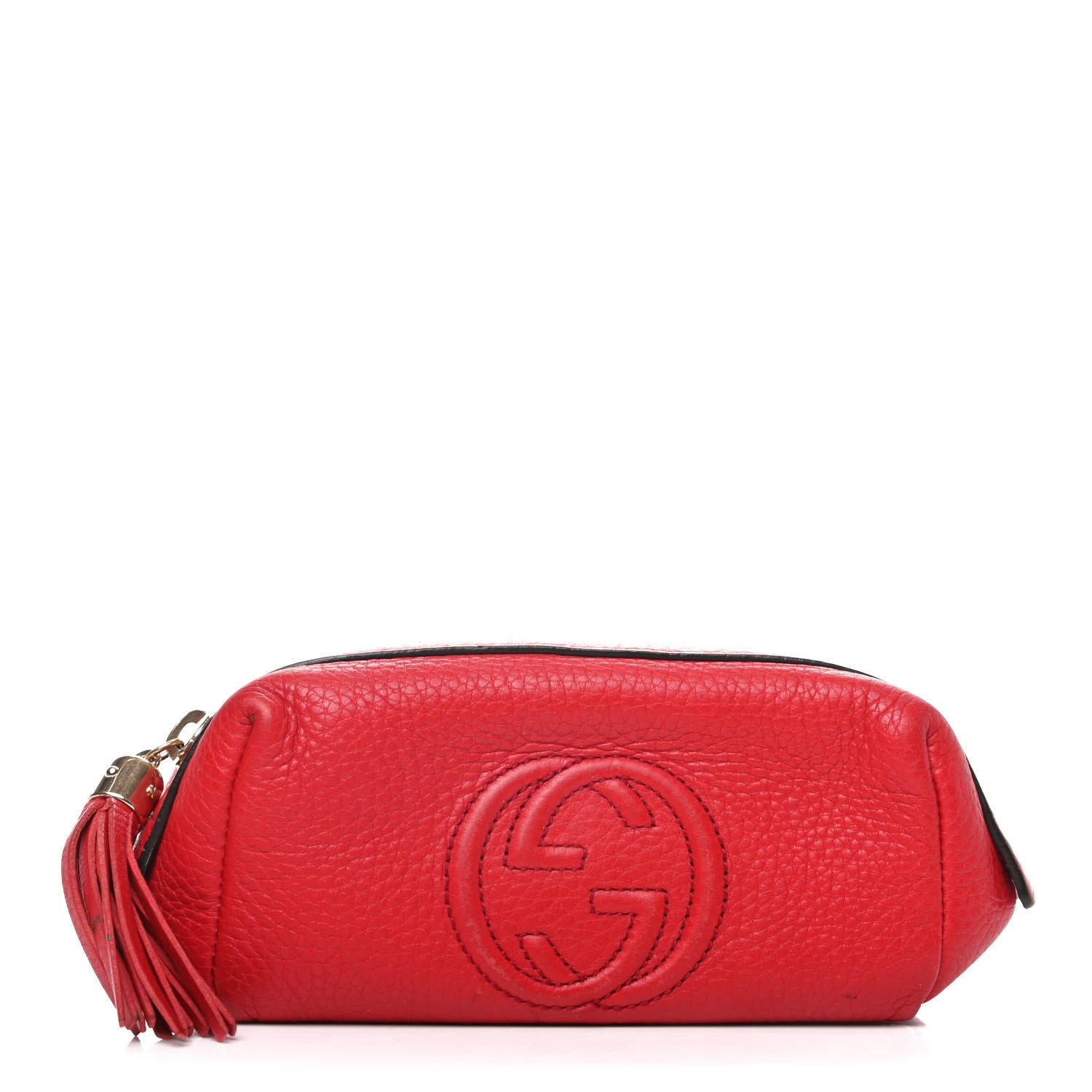 Gucci Pebbled Calfskin Soho Small Cosmetic Case Red 1 of 8