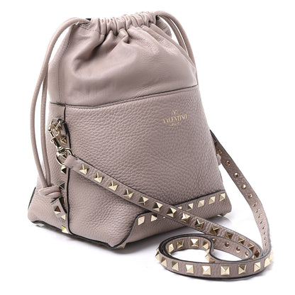 Valentino Garavani Grained Calfskin Rockstud Mini Bucket Bag Poudre 2 of 9