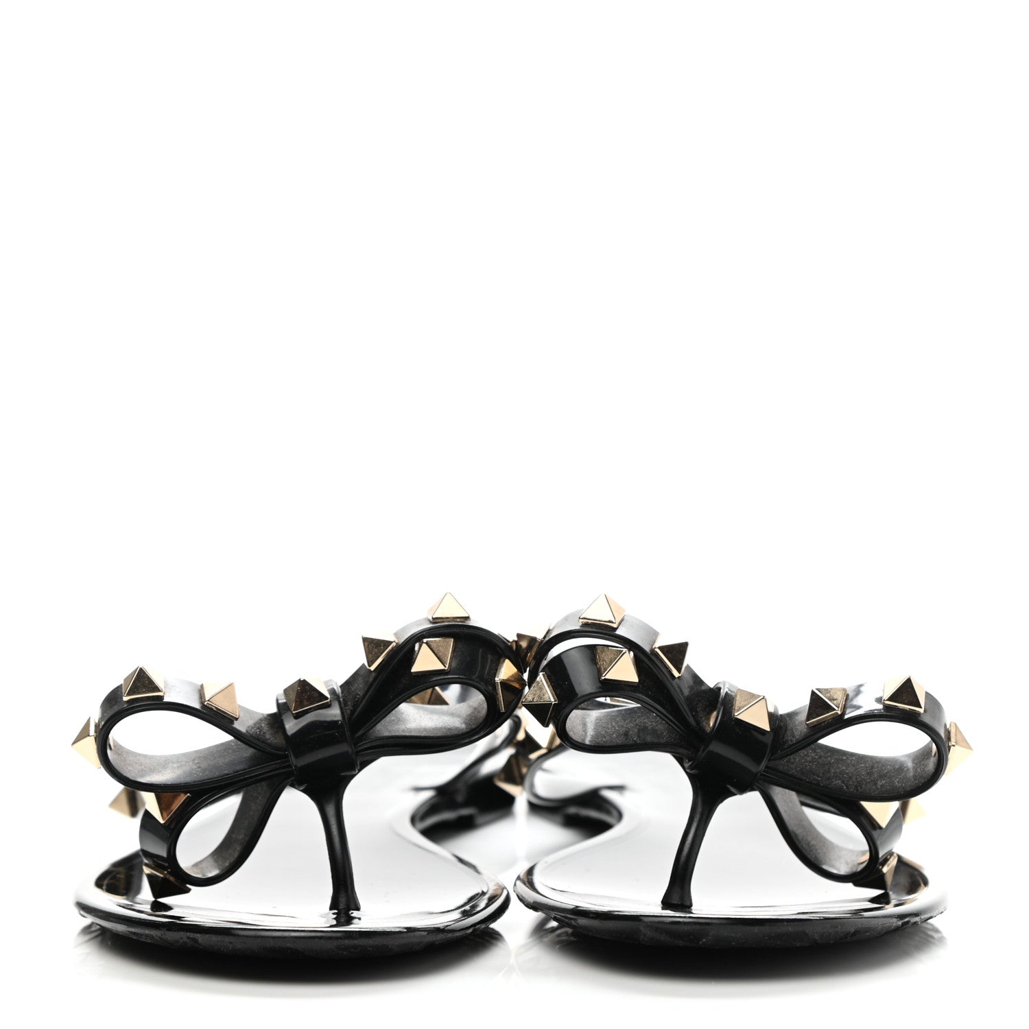 Valentino Garavani PVC Jelly Rockstud Bow Thong Sandals 35 Black 2 of 9